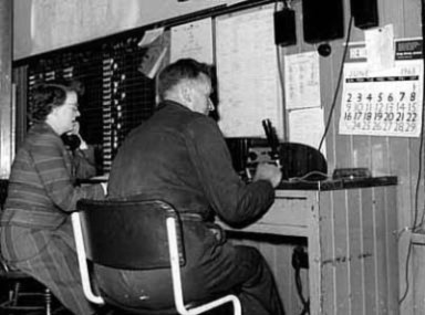Dad at the control room desk